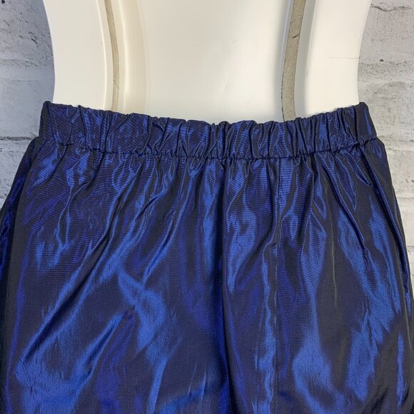 Vintage 90s Satin Skirt Medium Navy Black Tulle Hem Slip Full Circle Party Mini - Picture 6 of 11